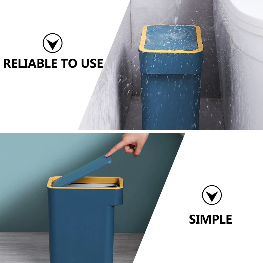 

1pc Press Type Garbage Can With Cover Household Trash Can Pp Plastic Waste Container For Home