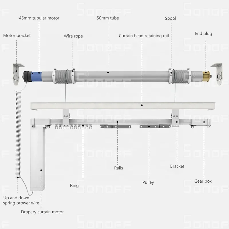 wifi silent motorized auto electric automation electric curtain motor up and down drapery curtain motor