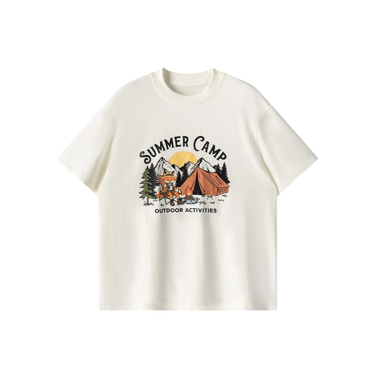 

2026 Новая забавная футболка с короткими рукавами и дизайнерским принтом для кемпинга, мужская и женская футболка из чистого хлопка, впитывающий пот дышащий топ