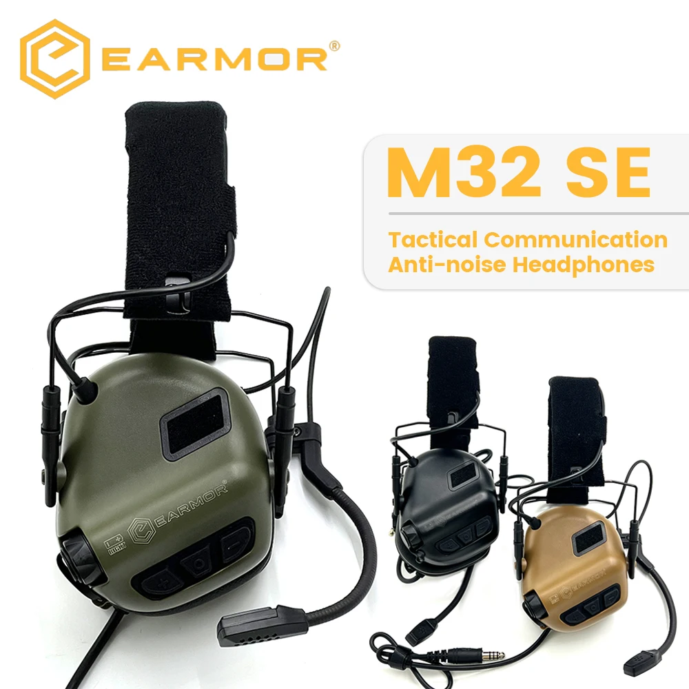 جديد EARMOR التكتيكية سماعة M32 SE نشط اطلاق النار غطاء للأذنين سماعة خوذة مع خوذة السكك الحديدية محول لتقوم بها بنفسك خوذة جبل سماعة