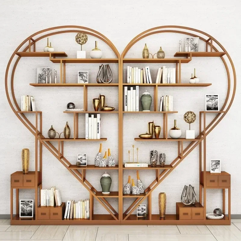 Beauty salon heart-shaped shelves, bookshelves, floor-to-ceiling simple partitions, office art, Bogu display shelves