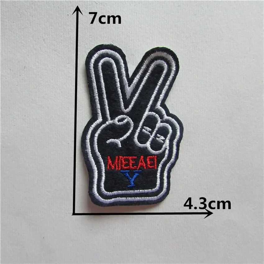 Hot sale Mixture Finger Parches Embroidered Iron On Patches For Clothing DIY Stripes Clothes Stickers Custom DIY Clothes Badges