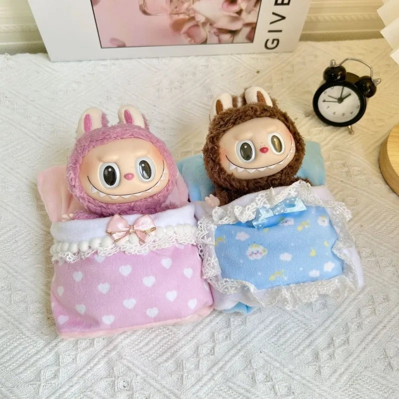 

(Doll not included) Suitable for 17 cm pull doll quilt pillow sleeping bag set cute and comfortable home cute baby supplies bed