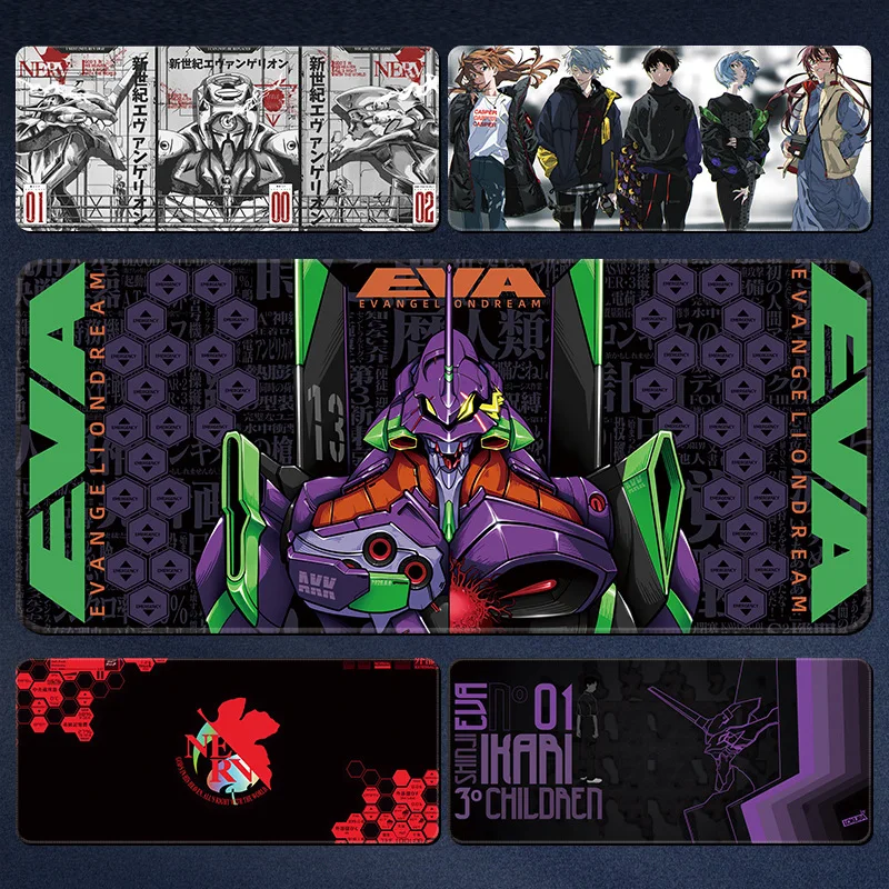 แผ่นรองเมาส์แบบหนาไม่ลื่นแผ่นรองคีย์บอร์ดอนิเมะ EVA แบบนีออน Genesis Evangelion