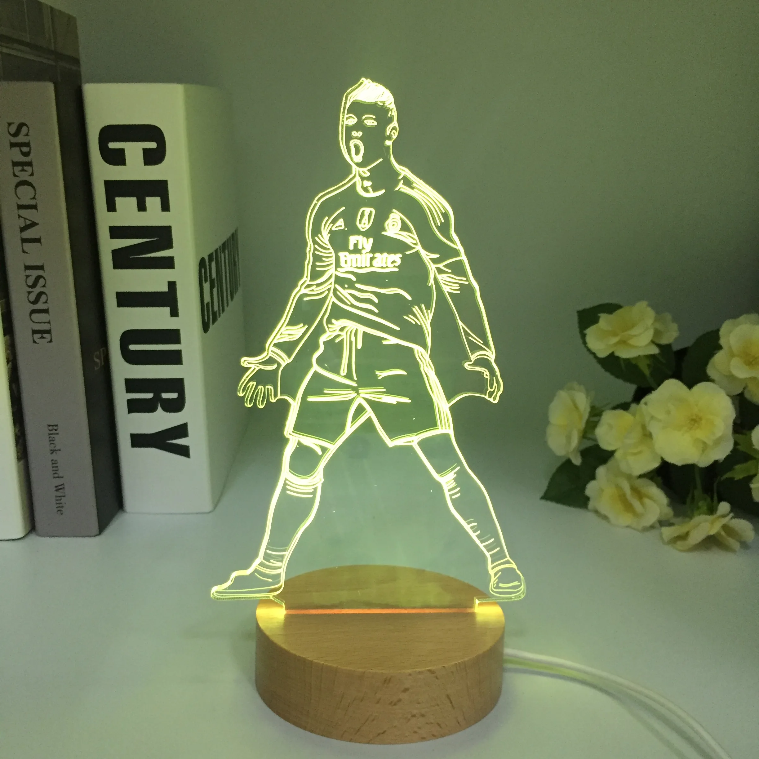 Novelty Football Players 3D Visual Night Light Skating Sports LED Desk Lamp Office Desktop Decoration Holiday Gift for Friend