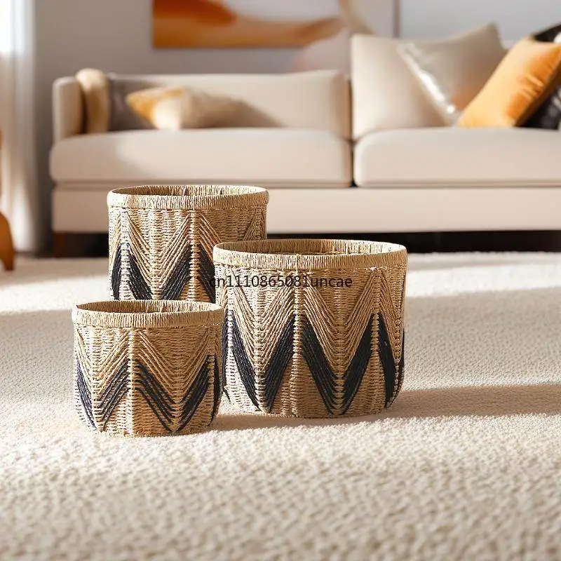 Nordic Style Woven Paper Rope Storage Basket Household Sundries Sorting Basket Living Room Desktop Snack Toy Basket