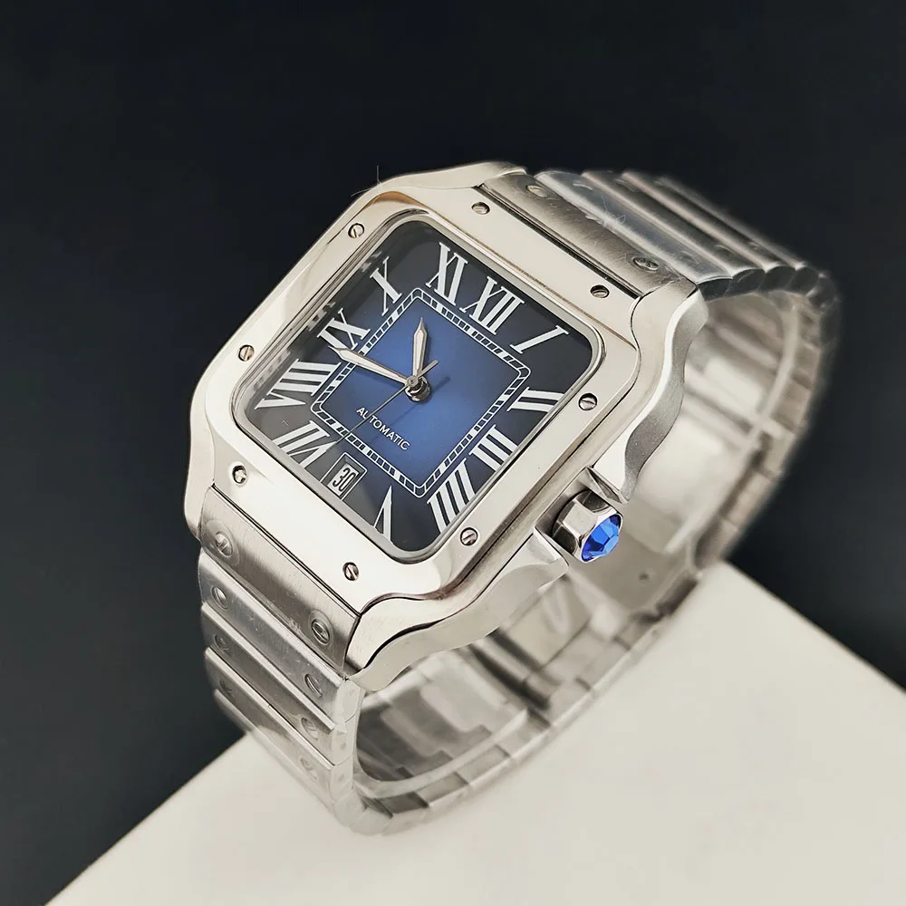 NH35 Square Watch 38mm NH35 Men's High Quality Stainless Steel Watch Customized Logo NH35 Movement Watch Accessories