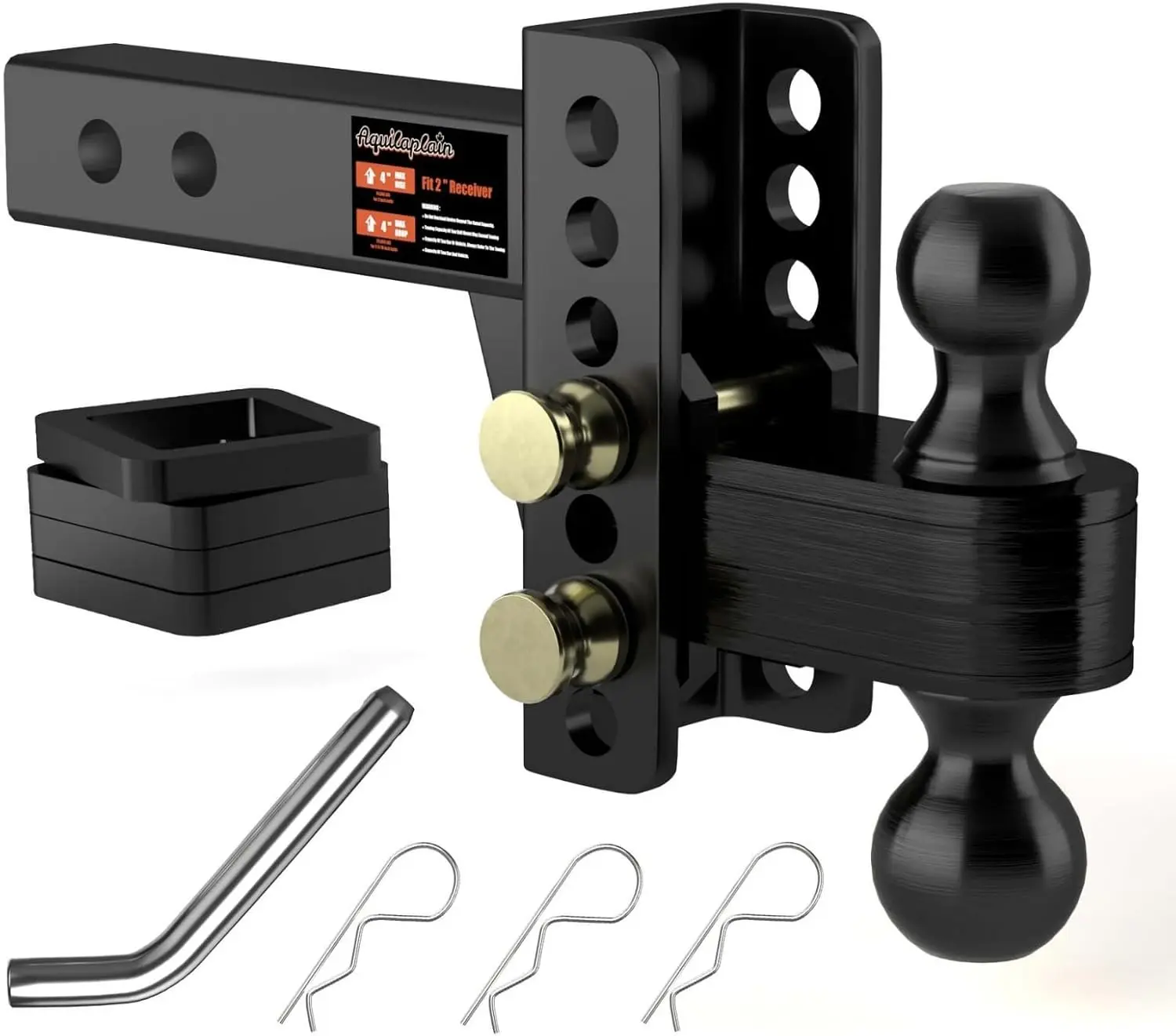 2' Adjustable Trailer Hitch, 4' Rise/Drop, 2' & 2-5/16' Balls, 25000 Lbs Heavy Duty, RV, Camper, Boat Trailer