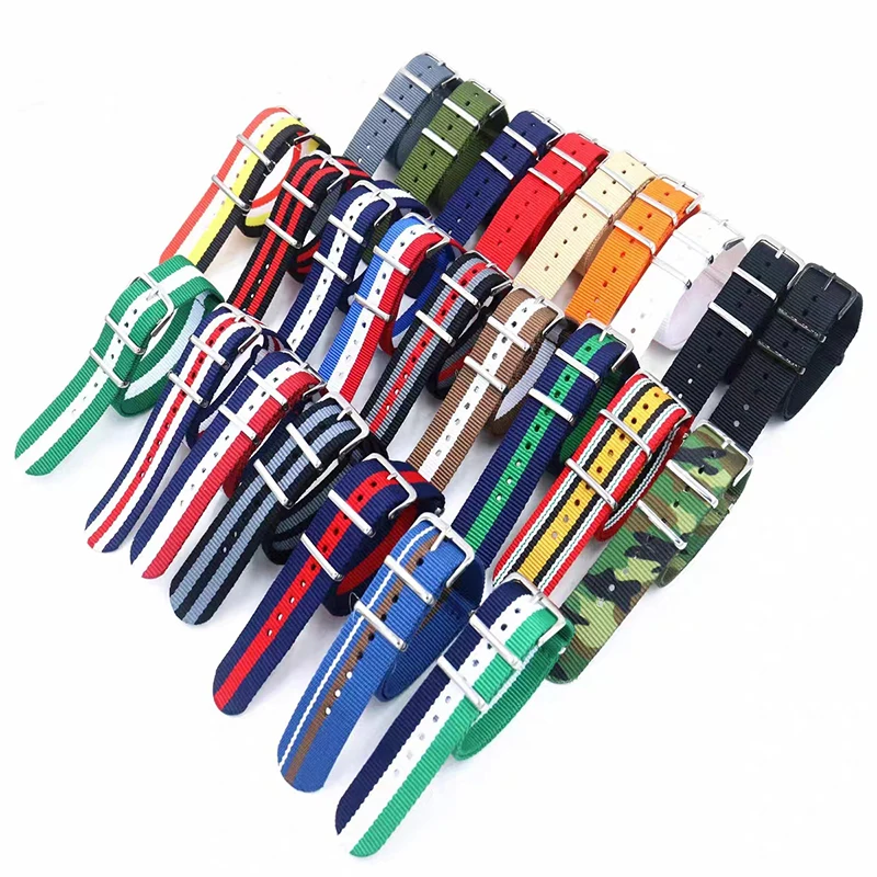 New Rainbow Woven Nylon Strap 16mm 18mm 20mm 22mm 24mm Multicolor Woven Fiber Watchband Substitute DW Wristband