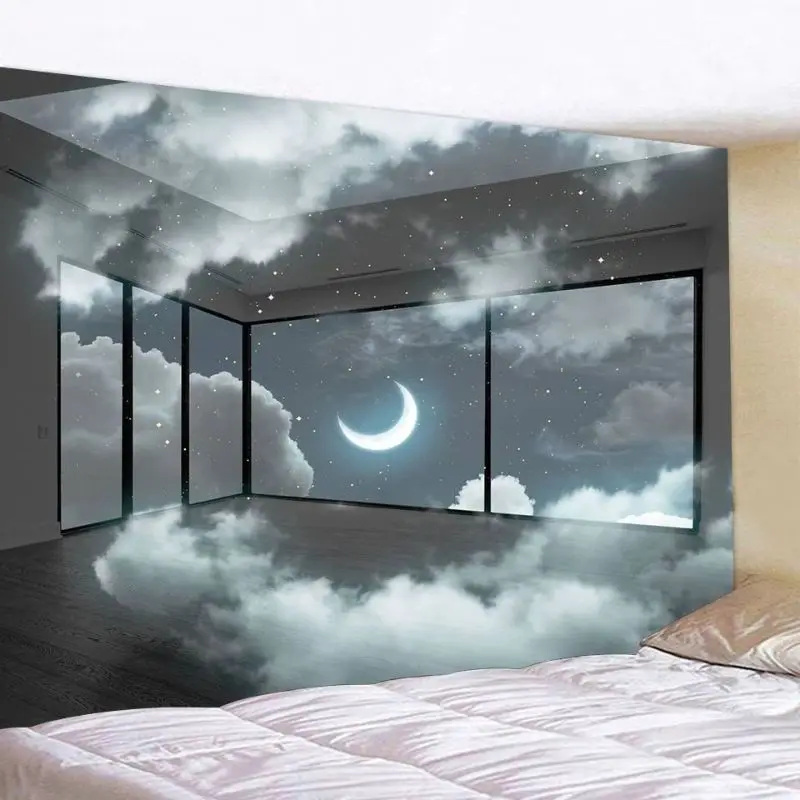 VIKAMA Pink Cloud Staircase Dreamy Wall Hanging Tapestry Home Room Decor Bedroom Living Dorm Aesthetic Surreal Soft Durable Cozy