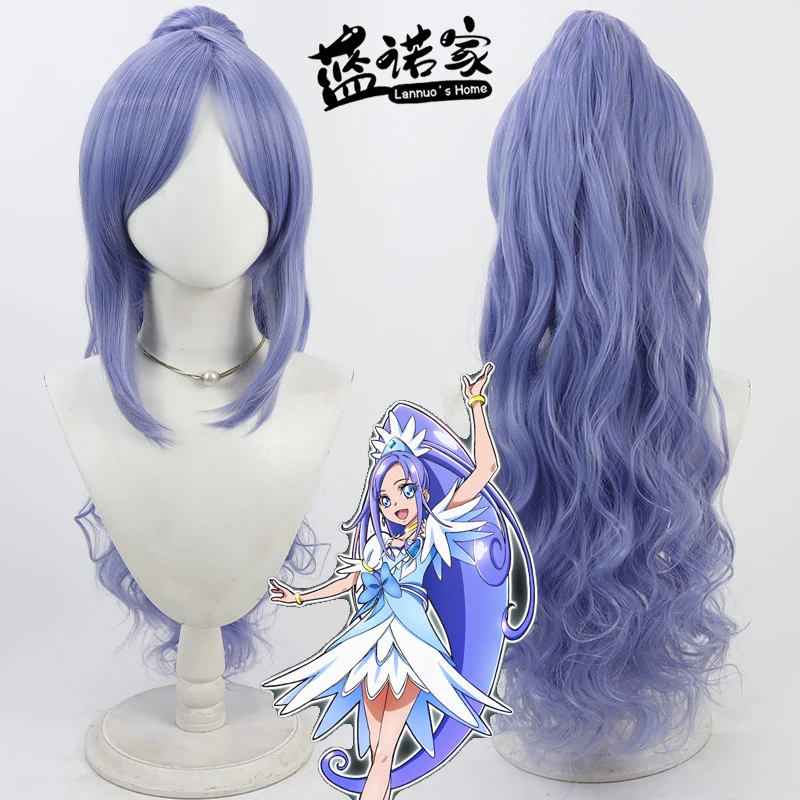 พริตตี้เคียว ฮิชิกาวะ ริกกะ คิวเร่ ไดมอนด์ คอส คอสเพลย์วิกผมฮาโลวีนปาร์ตี้คาร์นิวัลผมสังเคราะห์เส้นใยทนความร้อน + หมวกวิกผม