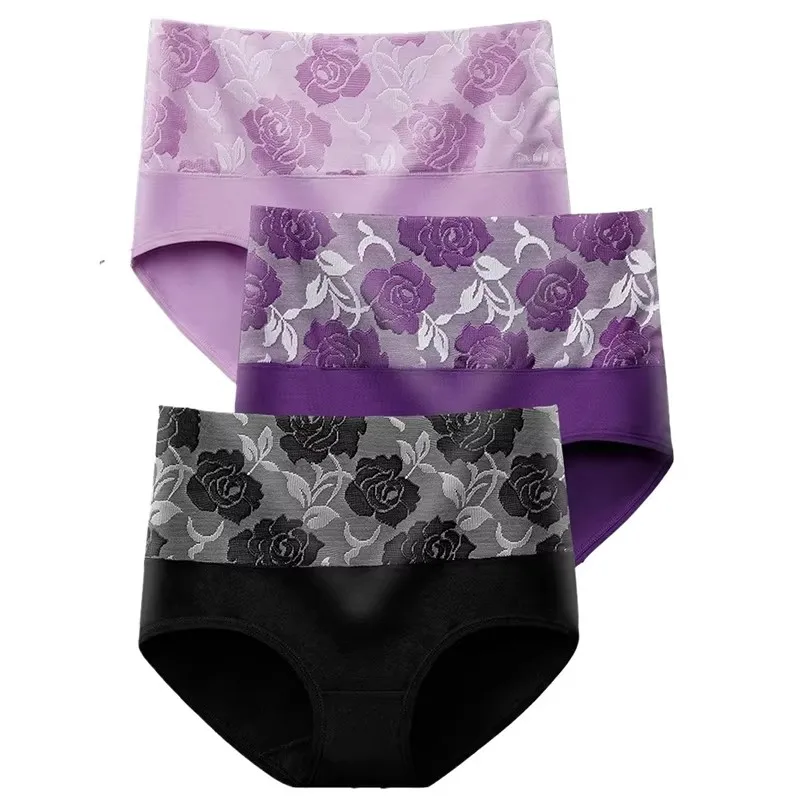 

3Pcs/Lot Women's Underwear Plus Size Cotton Panties High Waist Briefs Sexy Lingerie Female Pantys M-5XL Seamless Underpant Girls