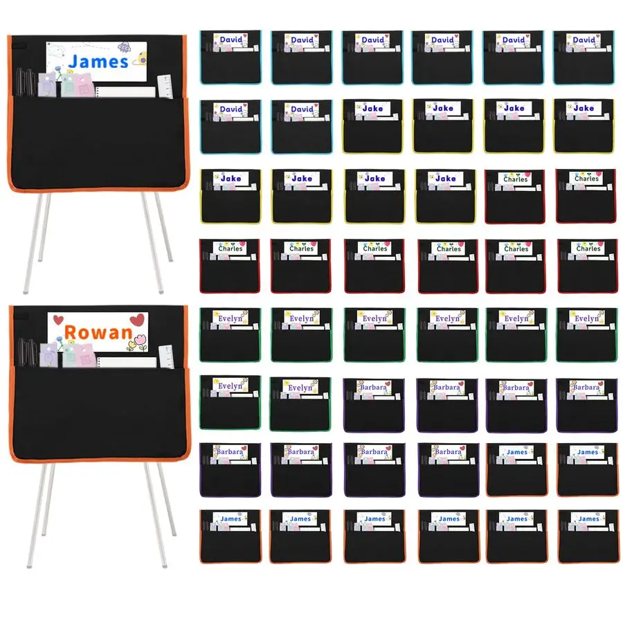 

PCS Chair Pockets for Classroom, 15.6x16.8 Inch Seat Pockets for Classroom Chairs, Black Seat Sacks for Classroom Chairs with N