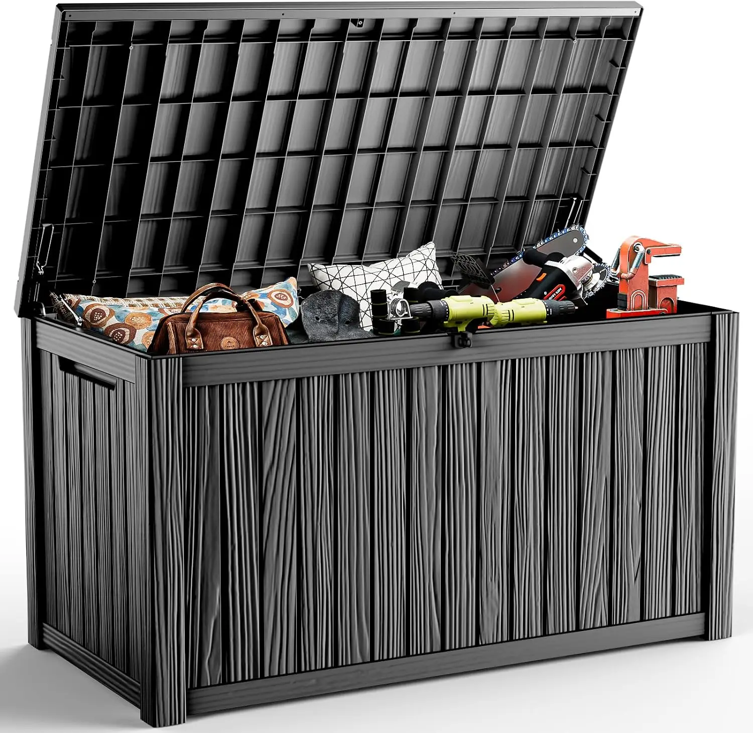 200 Gallon Deck Boxes Outdoor Waterproof, Resin Large Lockable Storage Box with Lid, Outdoor Storage Bench Patio Cushions Furnit
