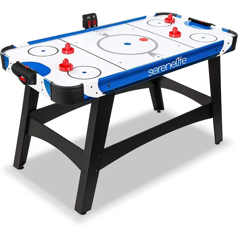 

SereneLife 54 Inch Air Hockey Game Table w/Powerful Motor, Light-up Scoreboard, AC in Line Power Switch Includes 2 Pucks, 2 Push