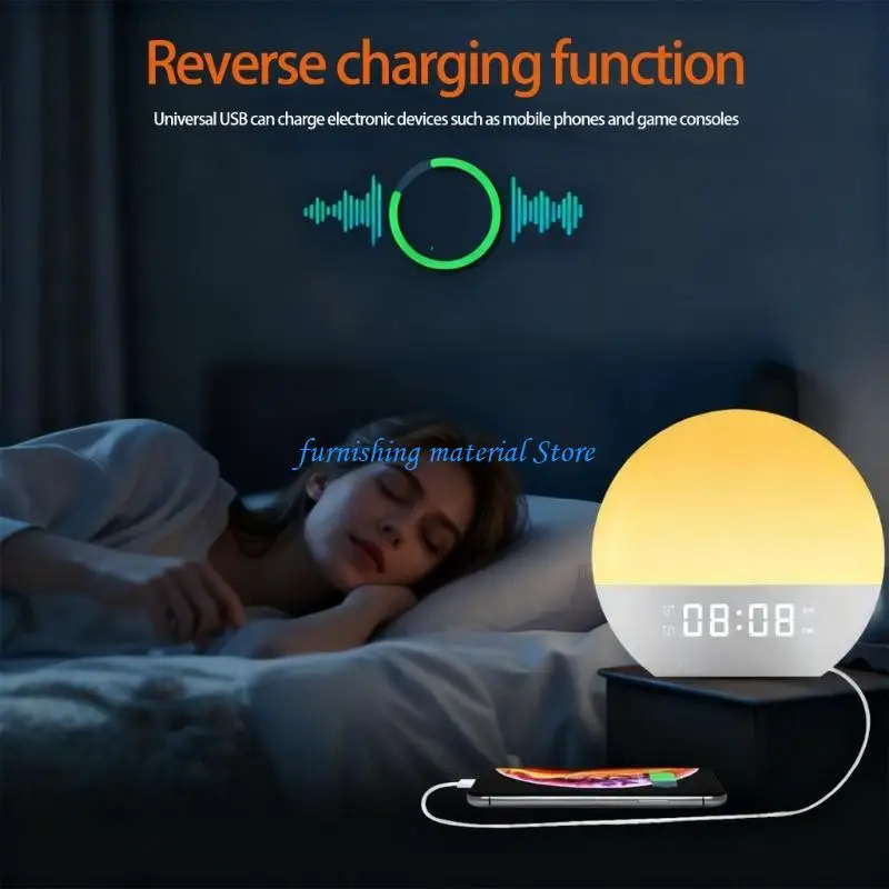 Y5GD صباح مساء مصباح Whir آلة استشارات مهدئة أجهزة إنذار مزدوجة 7 لون Moodlamp ساعة رقمية #2