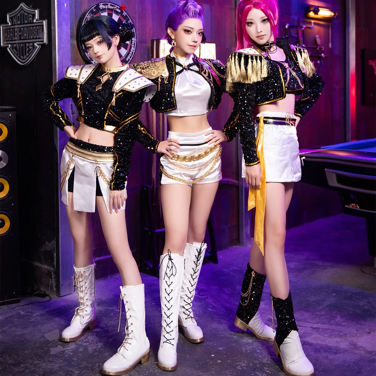 K-pop فتاة مجموعة ميرا زوي رومي شعر مستعار تأثيري فيلم لعب الأدوار شعر مستعار الوردي الأرجواني طويل شعر مستعار اصطناعي شعر مستعار أسود قصير للنساء فتاة #6