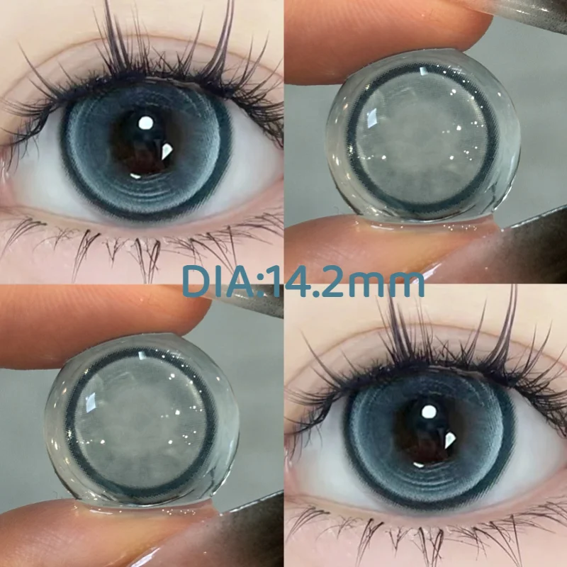 KSSEYE 1 Pair Korean Lenses Colored Contact Lens Brown Beautiful Pupils With diopter Large Diameter New Blue Soft Fashion Lenses