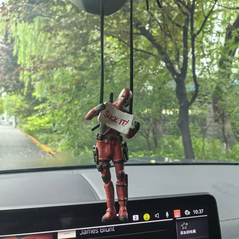 Cartoon Deadpool Car Rearview Mirror Pendant Read A Book Suck It Car Pendant Interior Accessories Figure Mini Model Toys Action