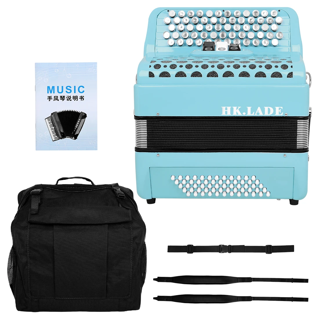 HK·LADE Bayan accordion 62/60 bass Non-Slip Keys Accordion Professional 3 Chromatic Accordion Set for Practice Perform with Case