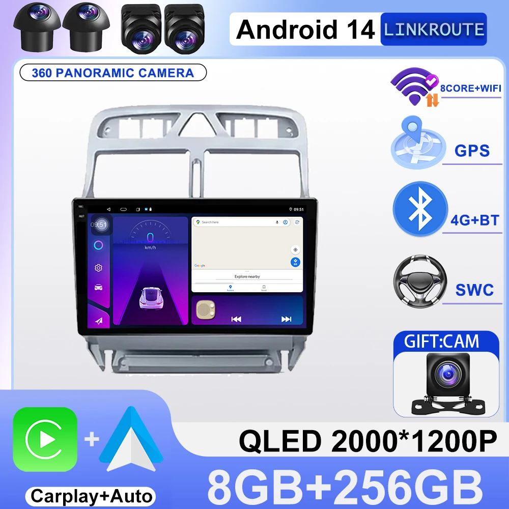 Android 16 Car Radio For Peugeot 307 SW 307CC 307SW 2002 - 2013 Video Player Multimedia Navigation GPS Carplay Auto Head Unit