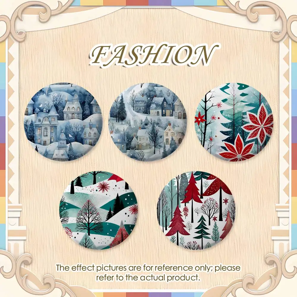 

Autumn Forest Cartoon Badges Round Exquisite Badge Brooches Creative Pins For Clothes Hat Backpack Gift Accessories