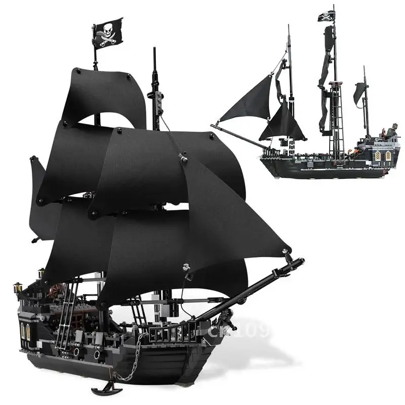 Creative Pirates The Black Pearl Ship Building Blocks 4184 Boat Model Caribbean Adventure Assemble Bricks Toy Gift For Kid Adult