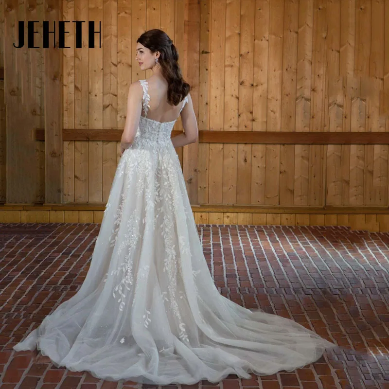 JEHETH A Line Backless Vestidos De Casamento 2024 Querida Pescoço Spaghetti Straps Vestidos De Novia Vestidos De Novia Custom MadeJEHETH A Line Backless Vestidos De Casamento 2024 Querida Pescoço Spaghetti Straps Vesti