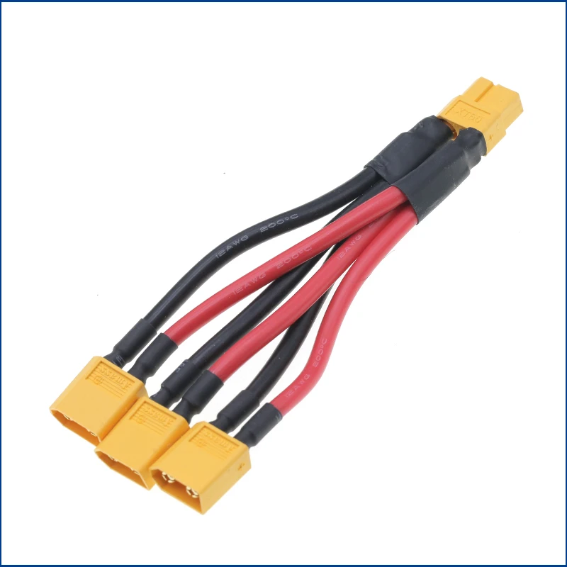 Afbeelding 3: XT60 Parallelle Batterij Connector 3-Way 12AWG Siliconen Draad Mannelijke/Vrouwelijke Dual Extension Y Splitter 100mm voor acculader Motor