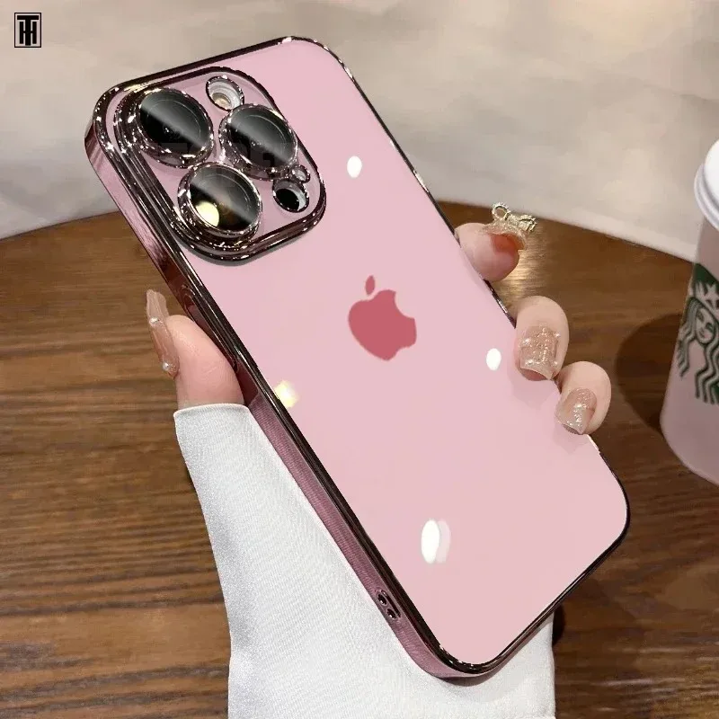 Luxury Ultrathin Bare Machine Feel Phone Case For IPhone 15 14 11 12 13 Pro Max Mini X XS Max Plus Plating Clear Soft TPU Cover