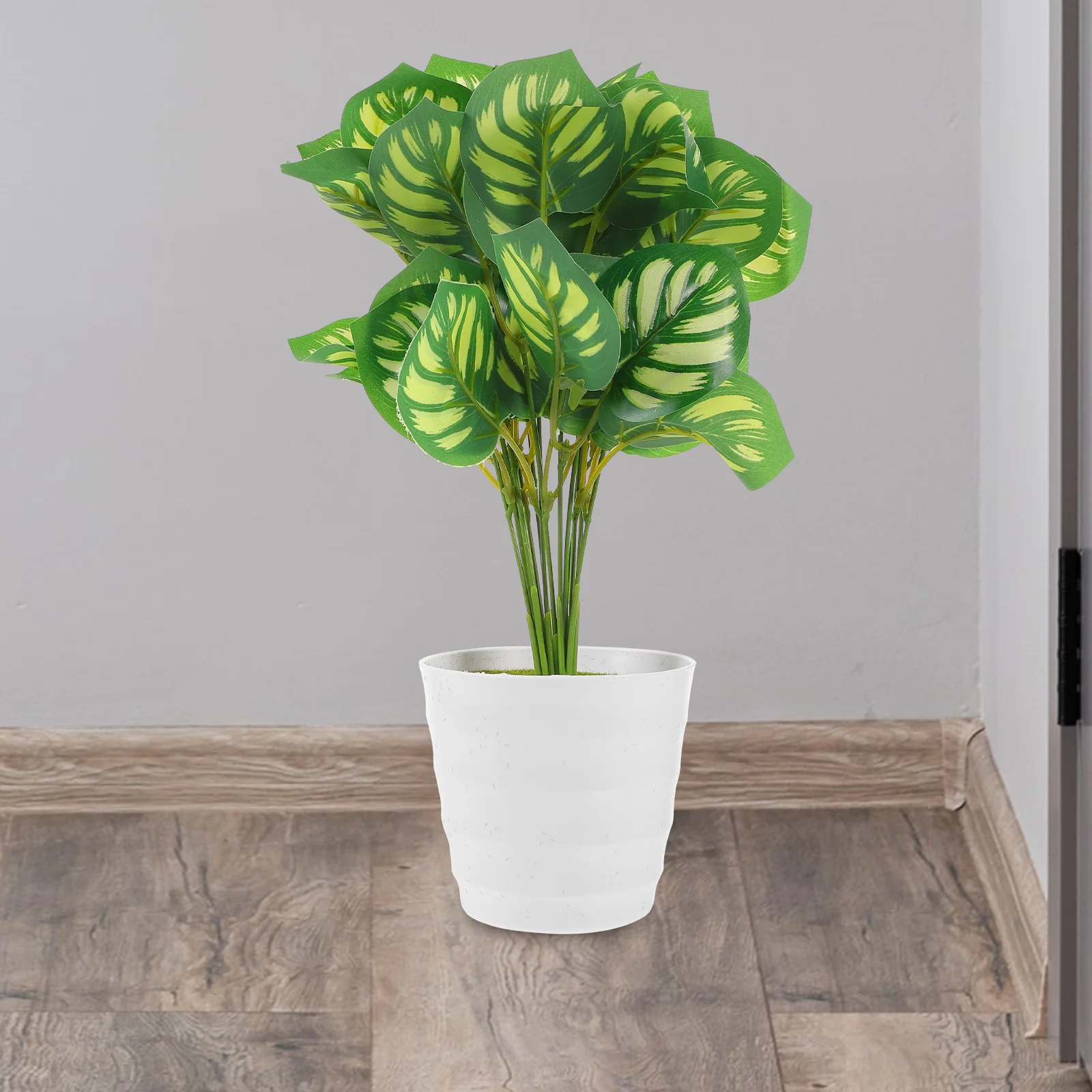 Planta en maceta de hoja de sandía Artificial, bonsái de plástico realista, adornos de escritorio falsos realistas, decoraciones de plantas verdes para el hogar y la Oficina