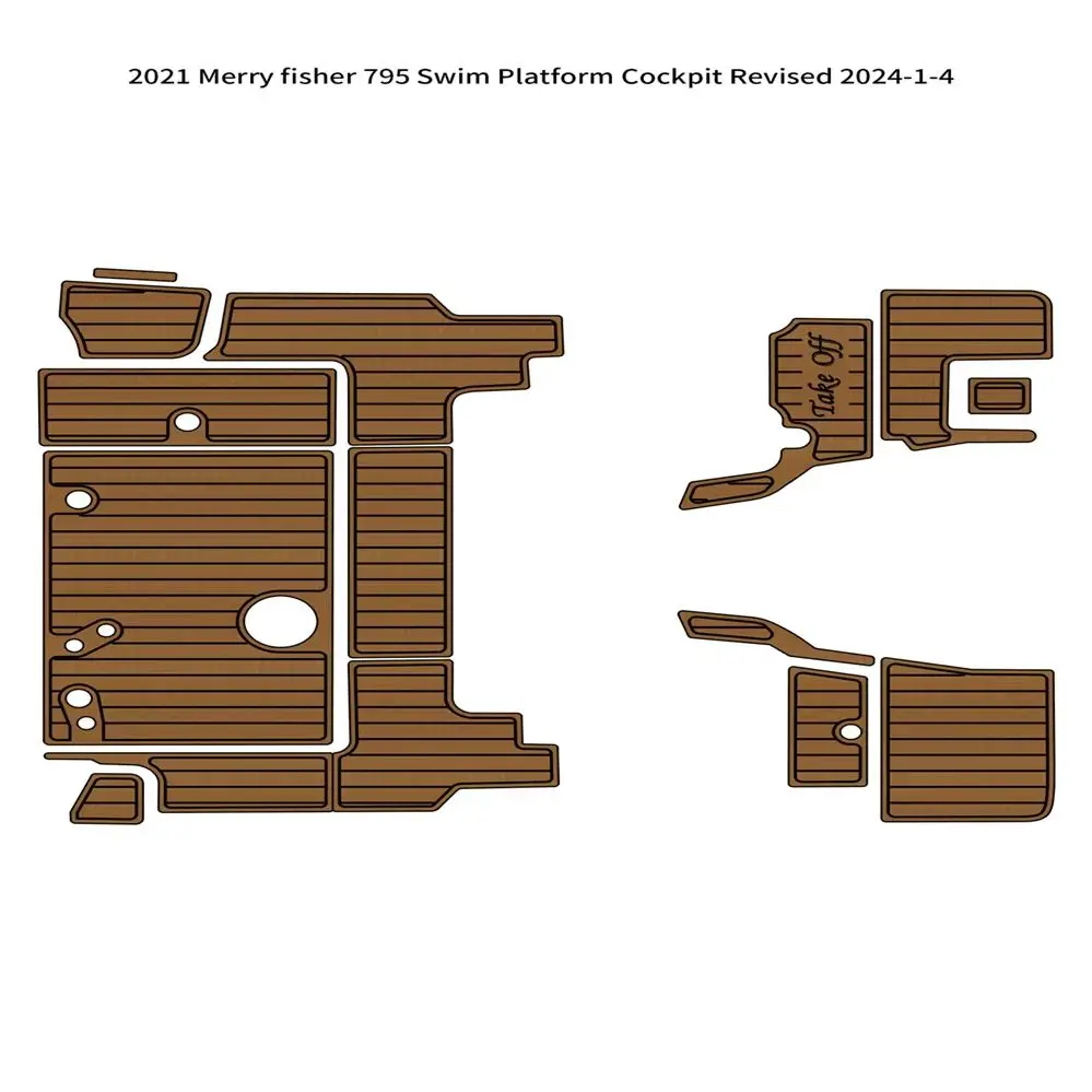 

2021 Jeanneau Merry fisher 795 Swim Platform Cockpit Pad Boat EVA Foam Faux Teak Floor Mat Seadek Gatorstep Style Adhesive jd1s