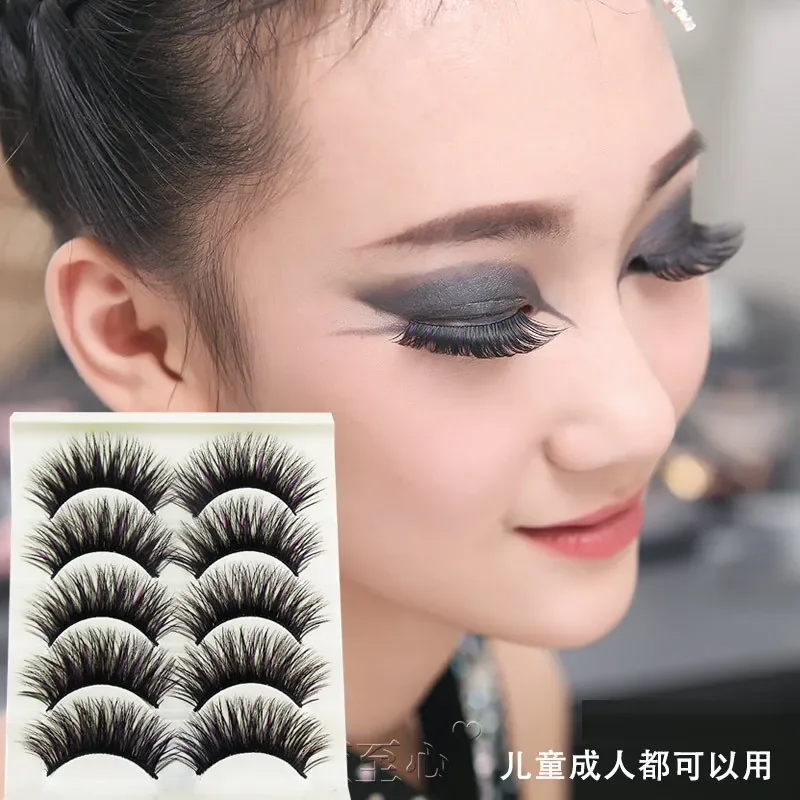 Thick Long False Eyelashes Purple Blue Colored Children Adult Stage Performance Exaggerated Hard Stem Makeup Eye Lashes