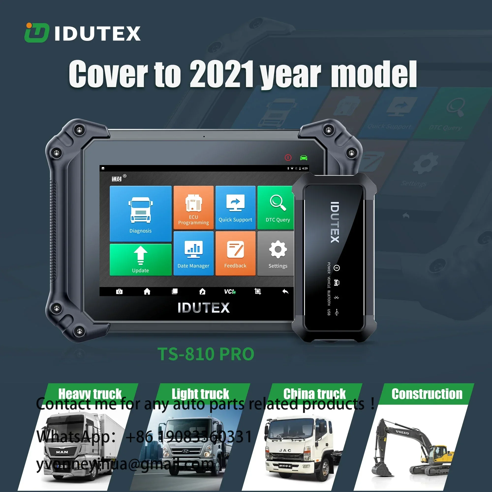 Idutex TS 810 pro auto diagnostic tools for truck and heavy duty automotive tools for electric system