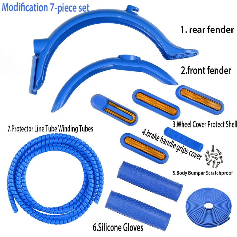 Fender Kits For Xiaomi M365 1s Pro Pro 2 Mi3 Electric Scooter Rear Mudguard Accessories Silicone Gel Brake Handle Lever