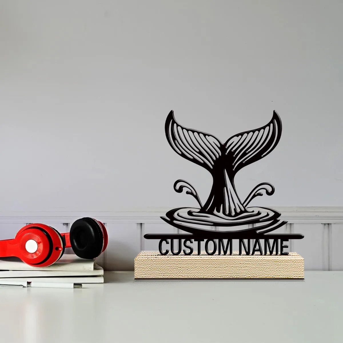 1pc Metal Desktop Decoration Custom Name With Wooden Base Perfect for Home or Office Decoration