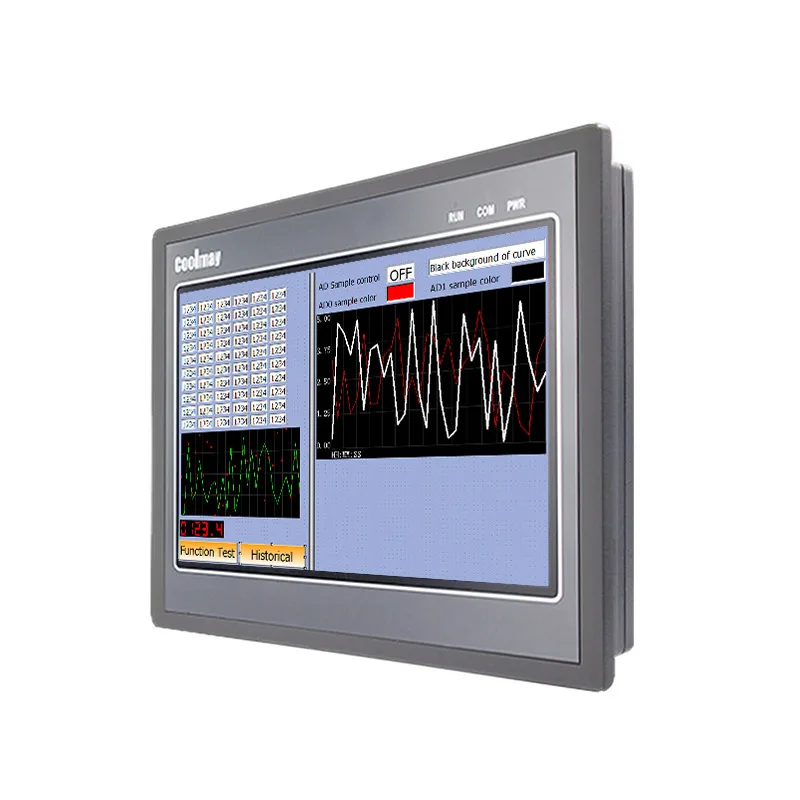 

100% новый оригинальный Coolmay HMI PLC «все в одном» 10-дюймовый программируемый контроллер ПЛК 24 DI 20 DO с измерением температуры
