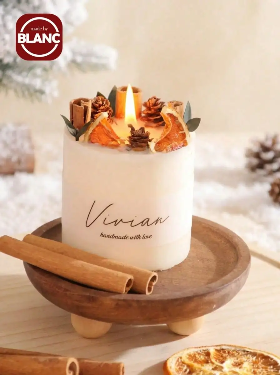 Vela perfumada de cera de soja, aroma a bosque, naranja, canela y rosa, vela floral, decoración para el hogar, 1 ud.