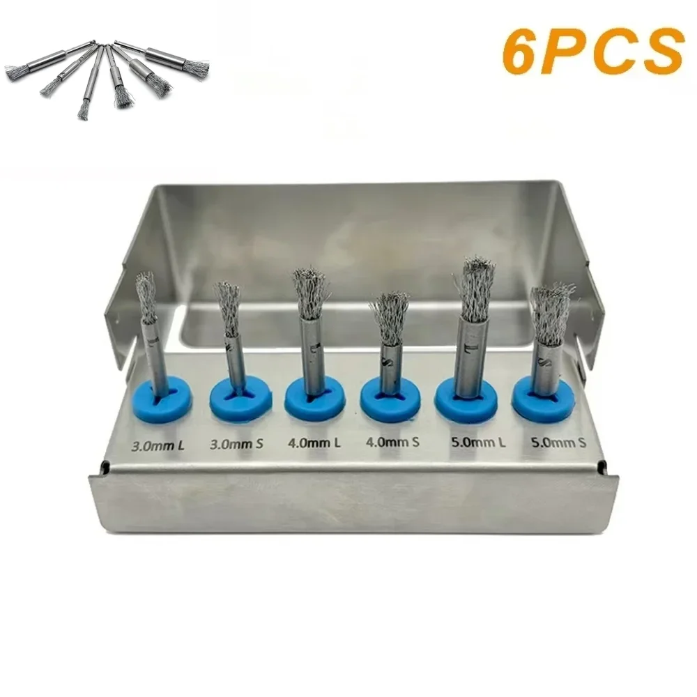 

6Pcs/set Dental Debridement Peri-Implantitis Implant Surface Threads Cleaning Brush High Quality Titanium Brush Autoclavable