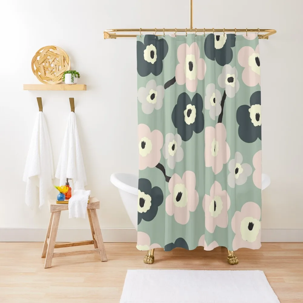 Iconic Modern Scandinavian Garden in Sage Green and Blush Pink Shower Curtain Elegant Bathroom For Bathrooms Curtain