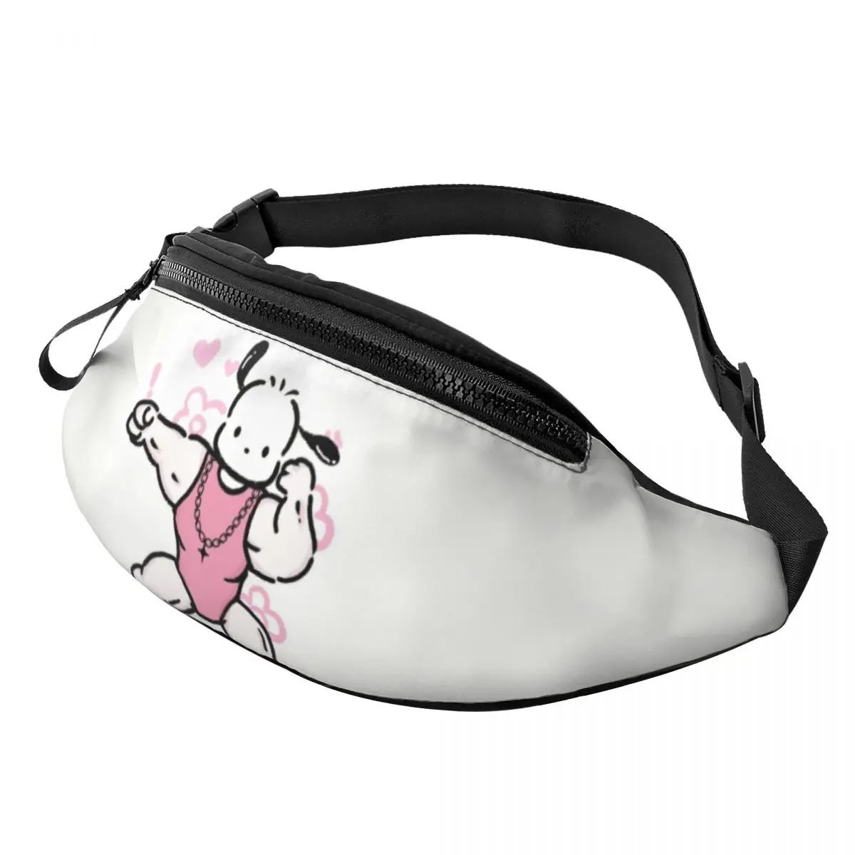 

Custom Muscle Pochacco Fanny Pack Men Women Cool Crossbody Waist Bag for Travel Cycling Phone Money Pouch