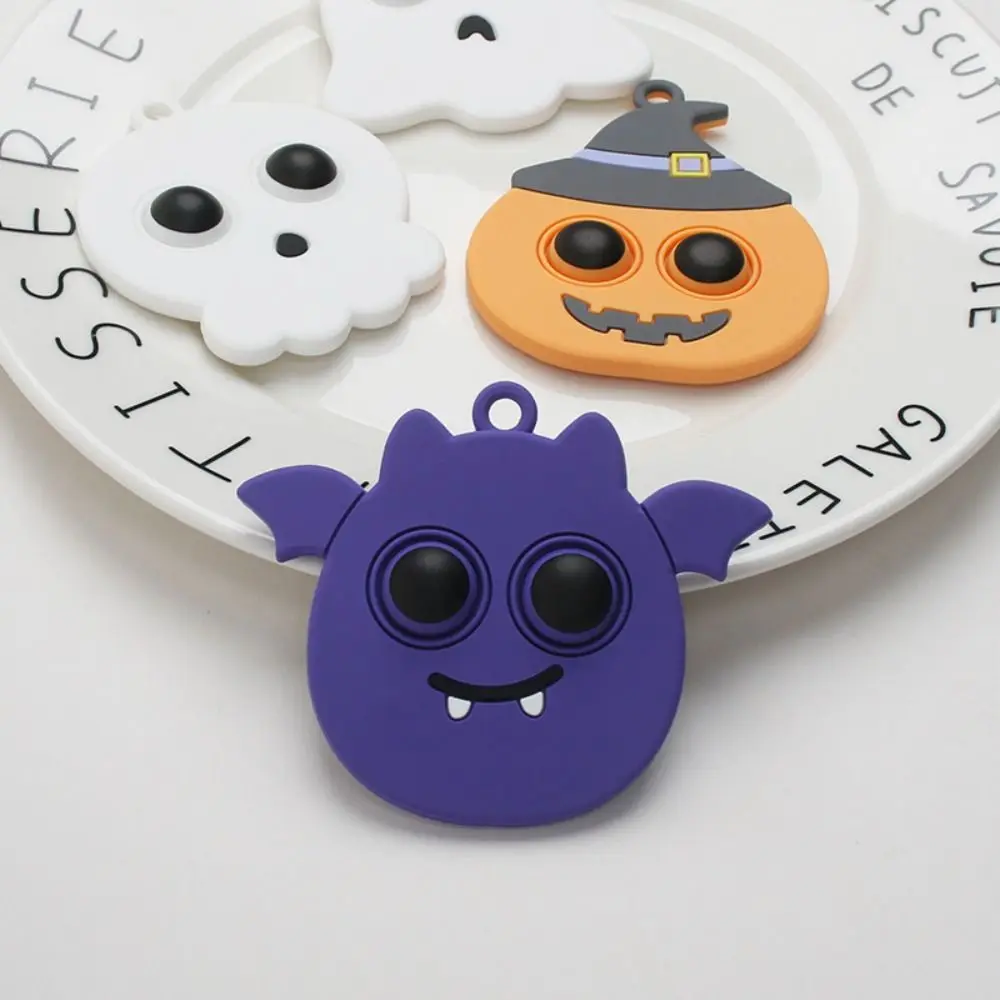 4Pack Kawaii Pop Halloween Pumpkin Skeleton Mini Keychain Sensory Fidget Toys Simple Dimple Key Ring Easter Party Favors Gifts