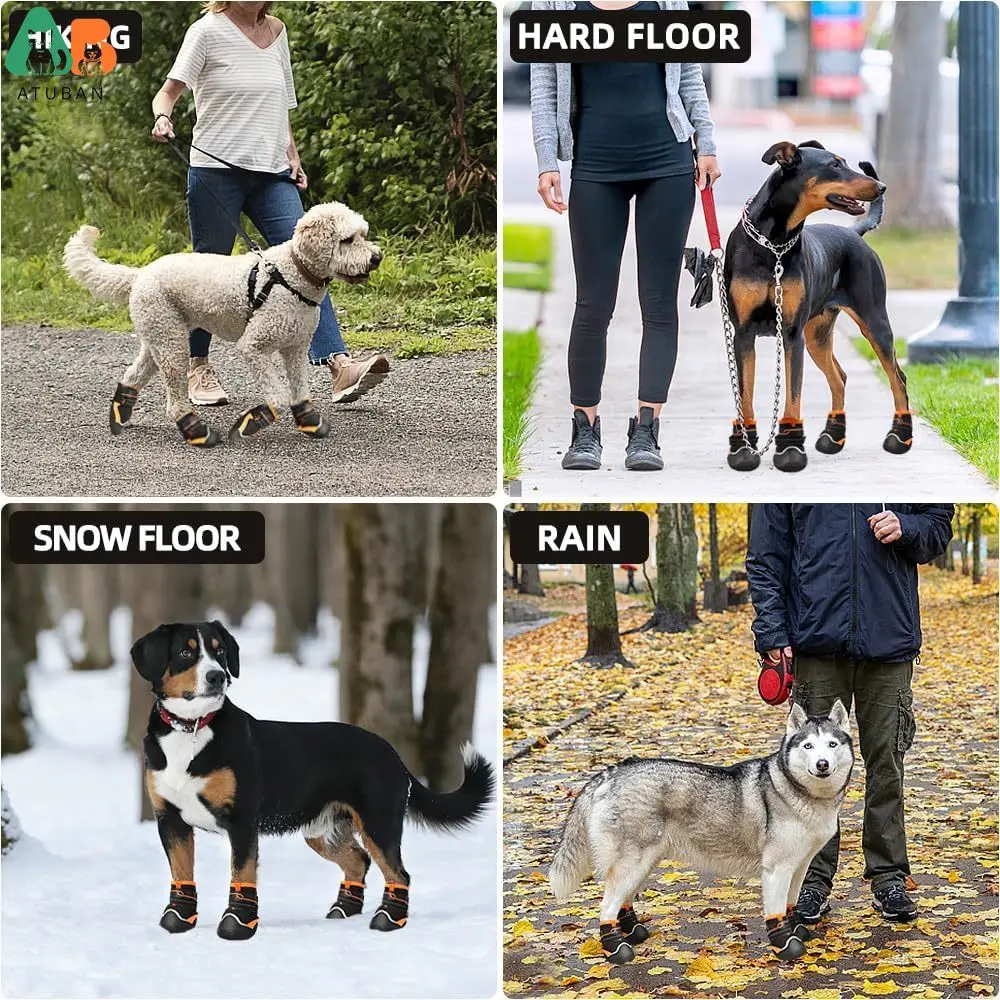 ATUBAN Dog Shoes for Dogs Anti-Slip Dog Boots&Paw Protectors for Hot Pavement Waterproof Dog Booties for Rainy Day Summer Hiking