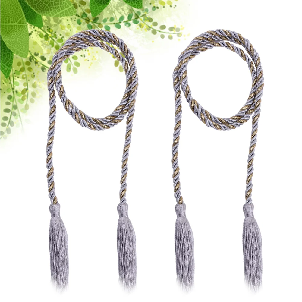 2개 세트 커튼 타이백 로프 실버 그레이 슈퍼 폴리에스터 태슬 중간 두께 얇은 커튼 거즈 쉐이드 스트링 액세서리 홈