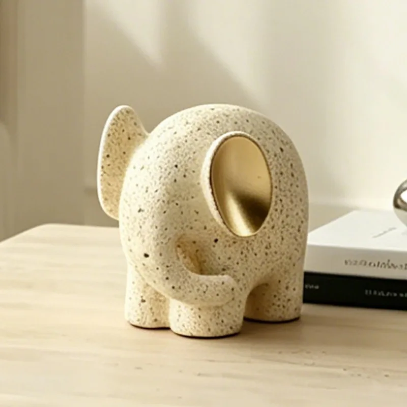 Light luxury home elephant baby elephant ornament model bedroom children's study creative abstract sandstone animal cow ornament