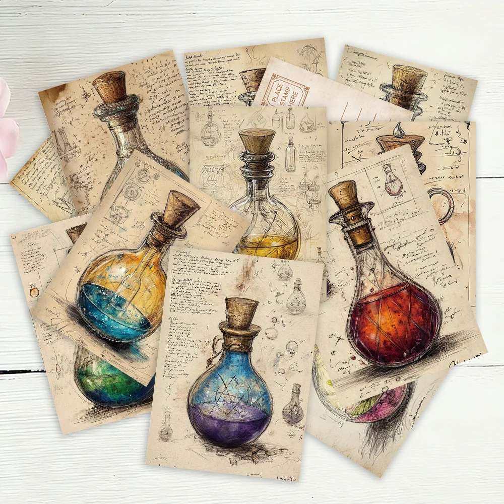32 cartes postales vintage en forme de flacon de potion, cadeaux d'anniversaire, objets de collection, adaptées pour offrir en cadeau, peuvent être envoyées par la poste.