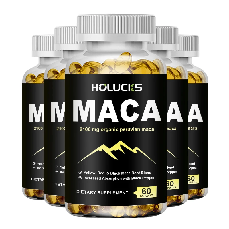 

HOLUCKS Organic Maca Root Capsules 2100mg, with Black Pepper, Supports Energy, Endurance, Mood, Reproductive Health & Vitality