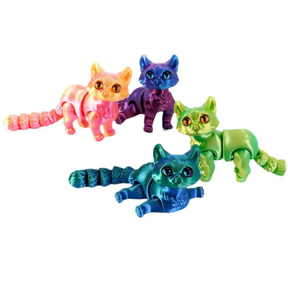 Educational Cat Toy 3d Printed Cat Figurine with Movable Joints Articulated Model Toy Desktop Decoration Ornament for Home