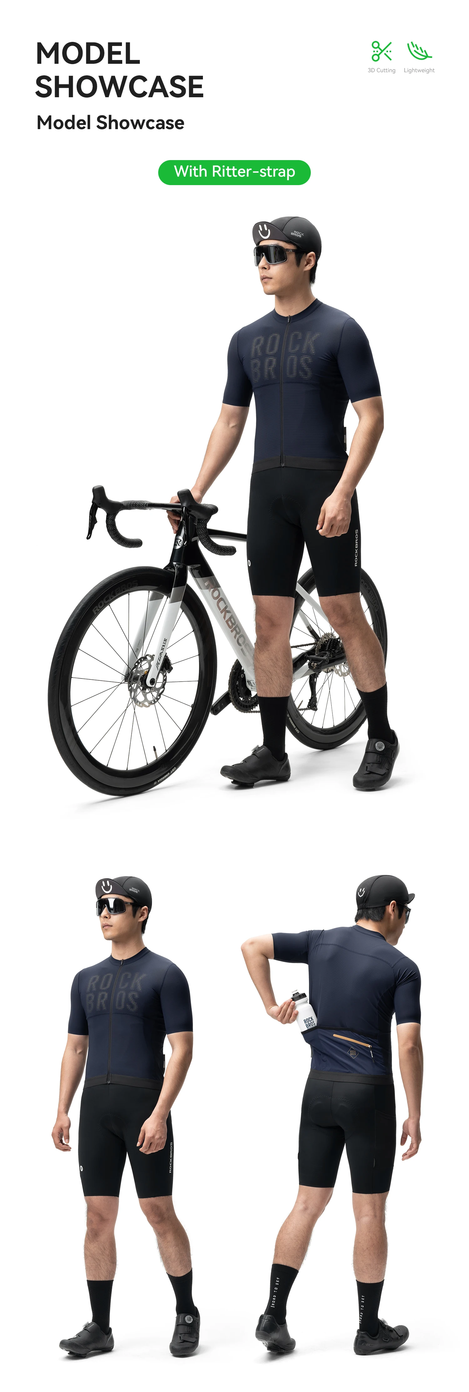 ROCKBROS Fahrradbekleidung Sommer Atmungsaktives Herren-Kurzarm-Fahrradtrikot Leichte Coole Rennrad MTB Fahrradbekleidung – Detail 7