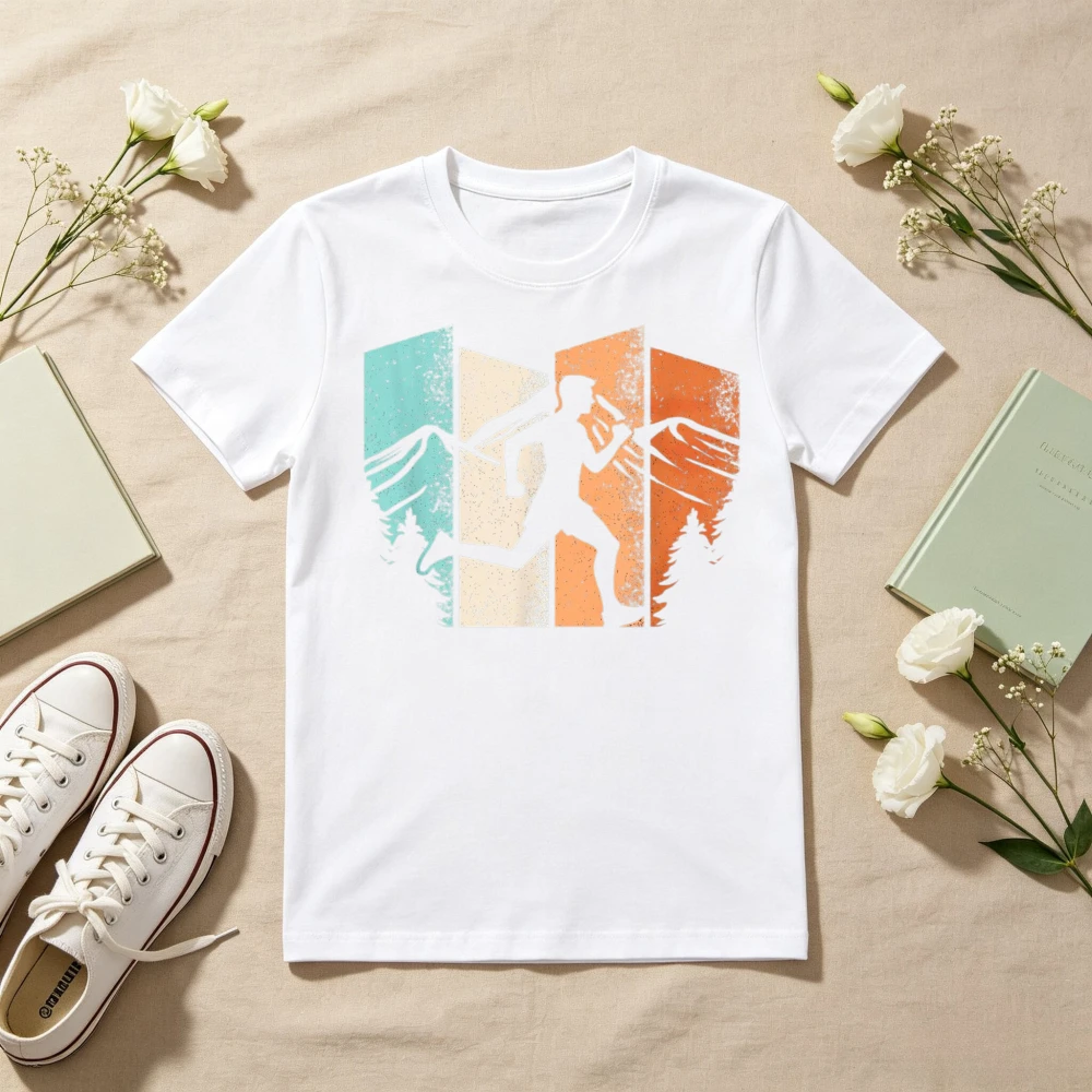 Retro Running Run Runner Men Women Sports T-Shirt Short Sleeve Summer Casual Fashion Loose Harajuku Hip Hop Punk Clothing